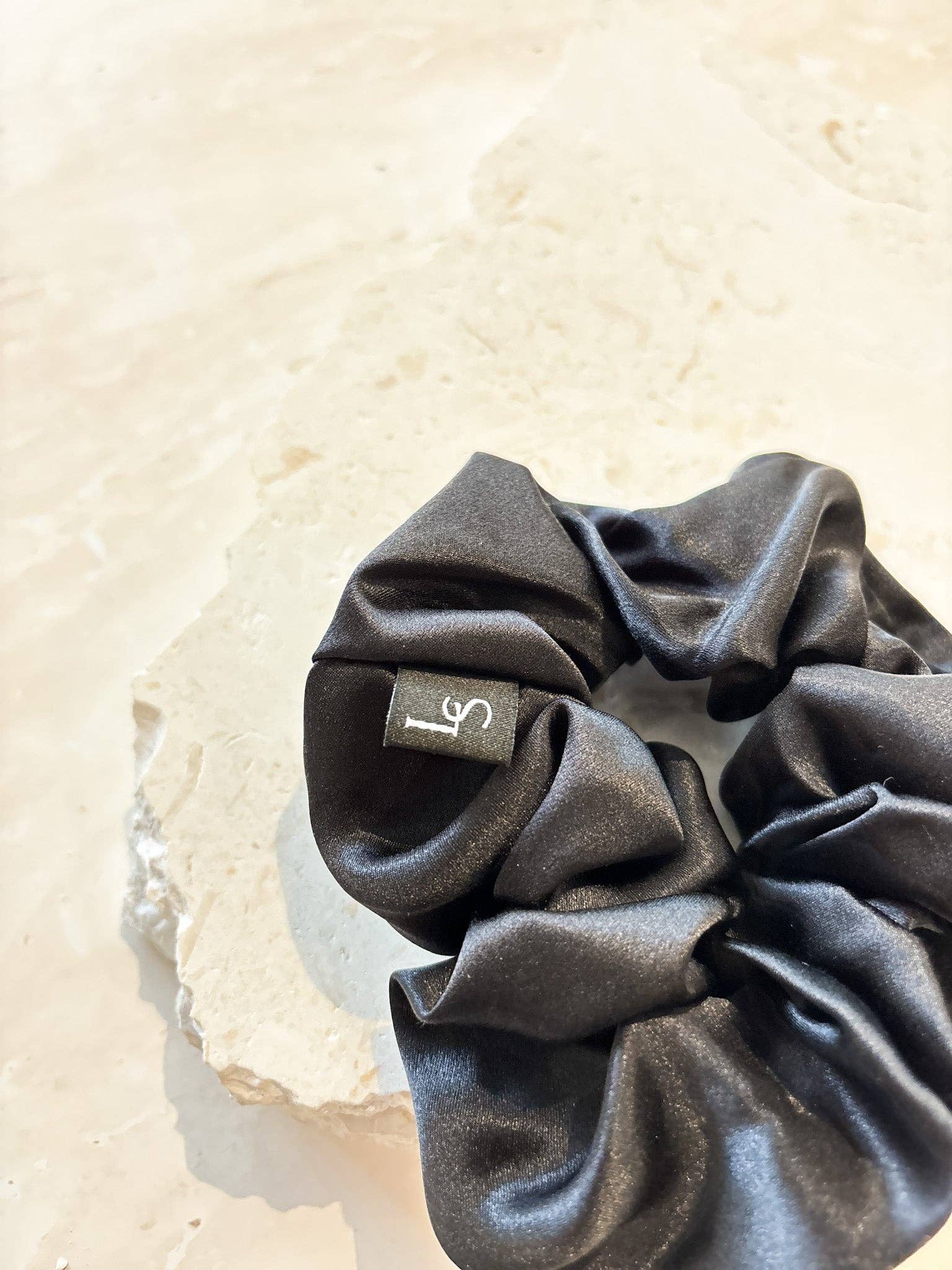 Lustre & Sage Silk Scrunchie - Black