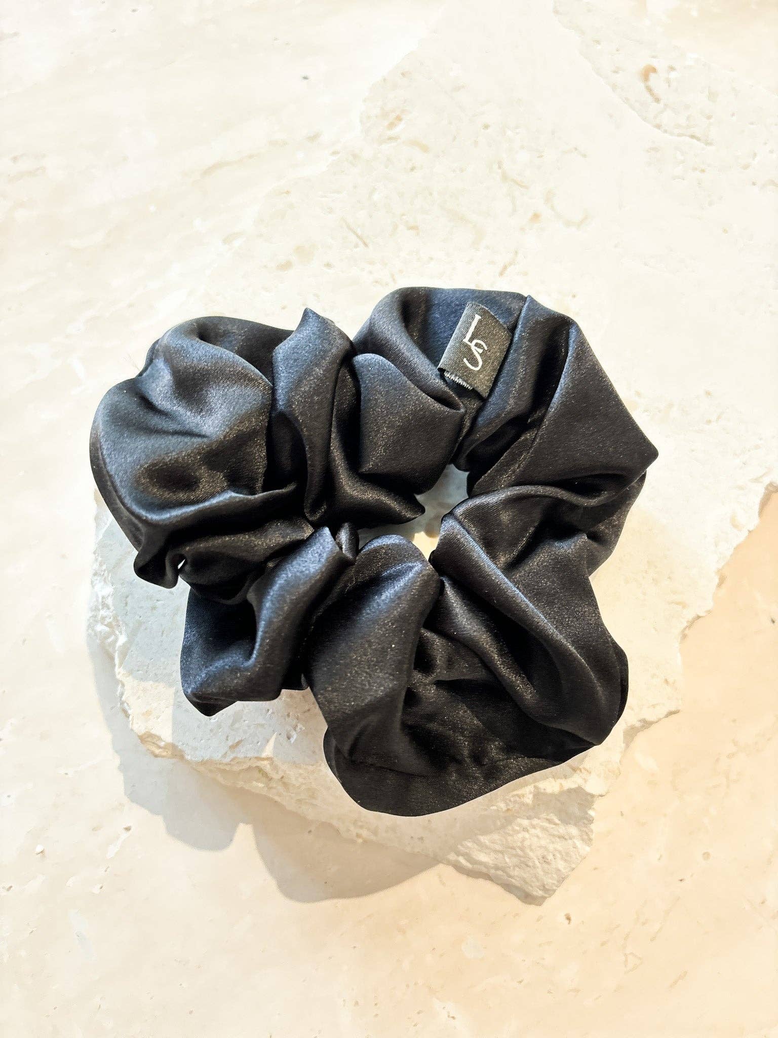 Lustre & Sage Silk Scrunchie - Black