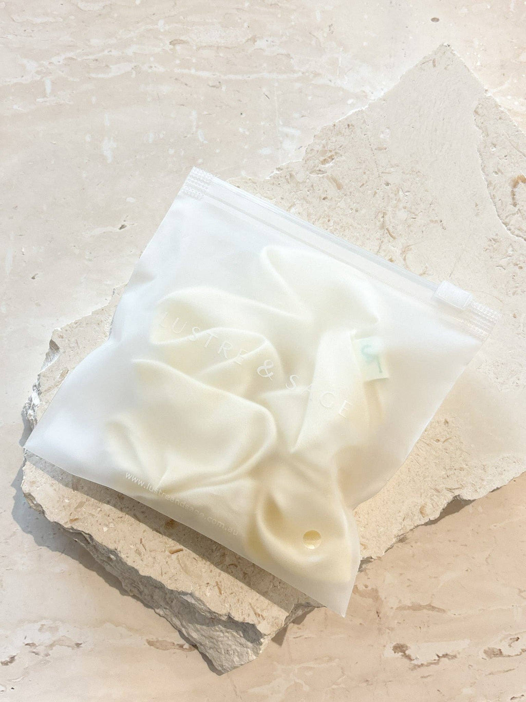 Lustre & Sage Silk Scrunchie - Ivory