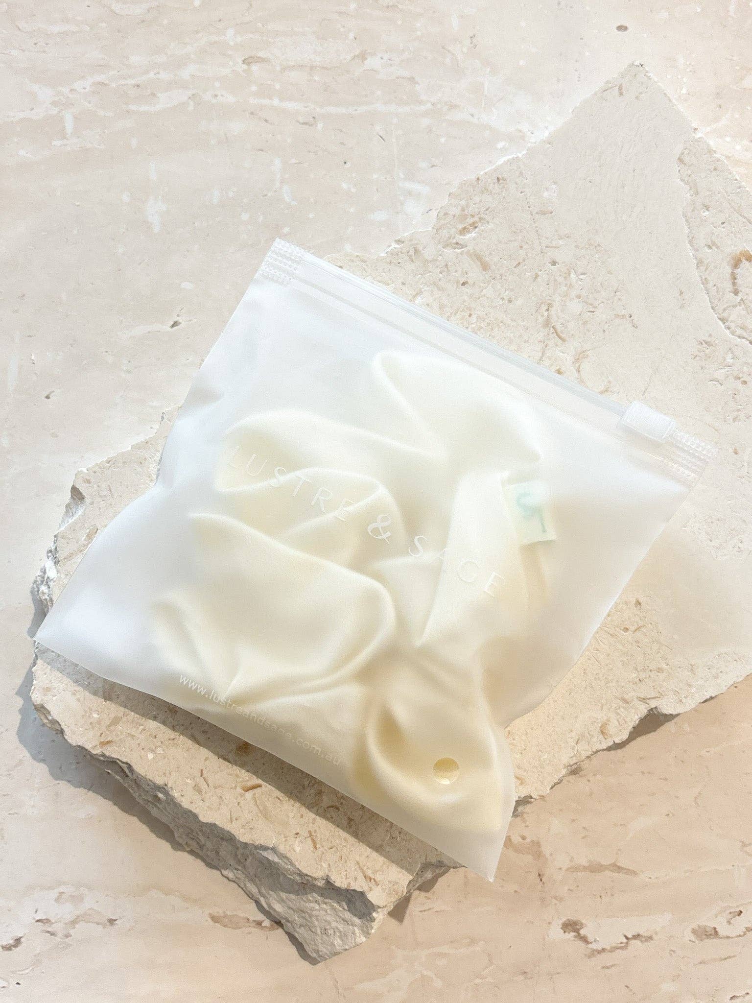 Lustre & Sage Silk Scrunchie - Ivory