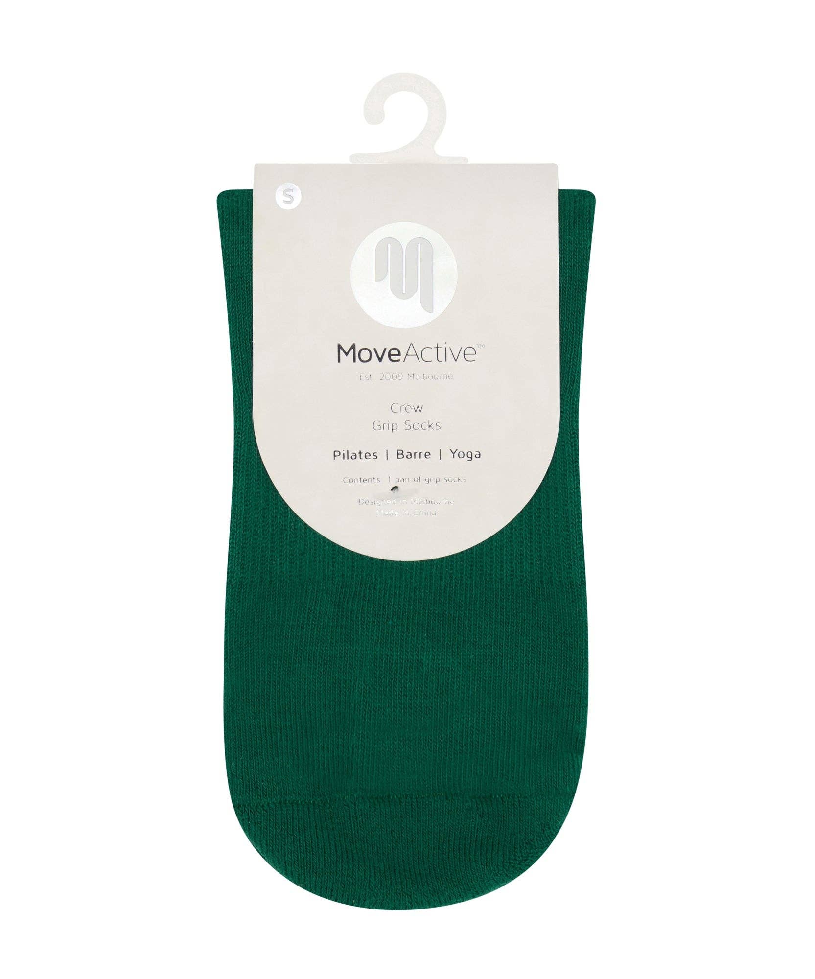 Move Active Crew Grip Socks - Emerald Rose Stripe