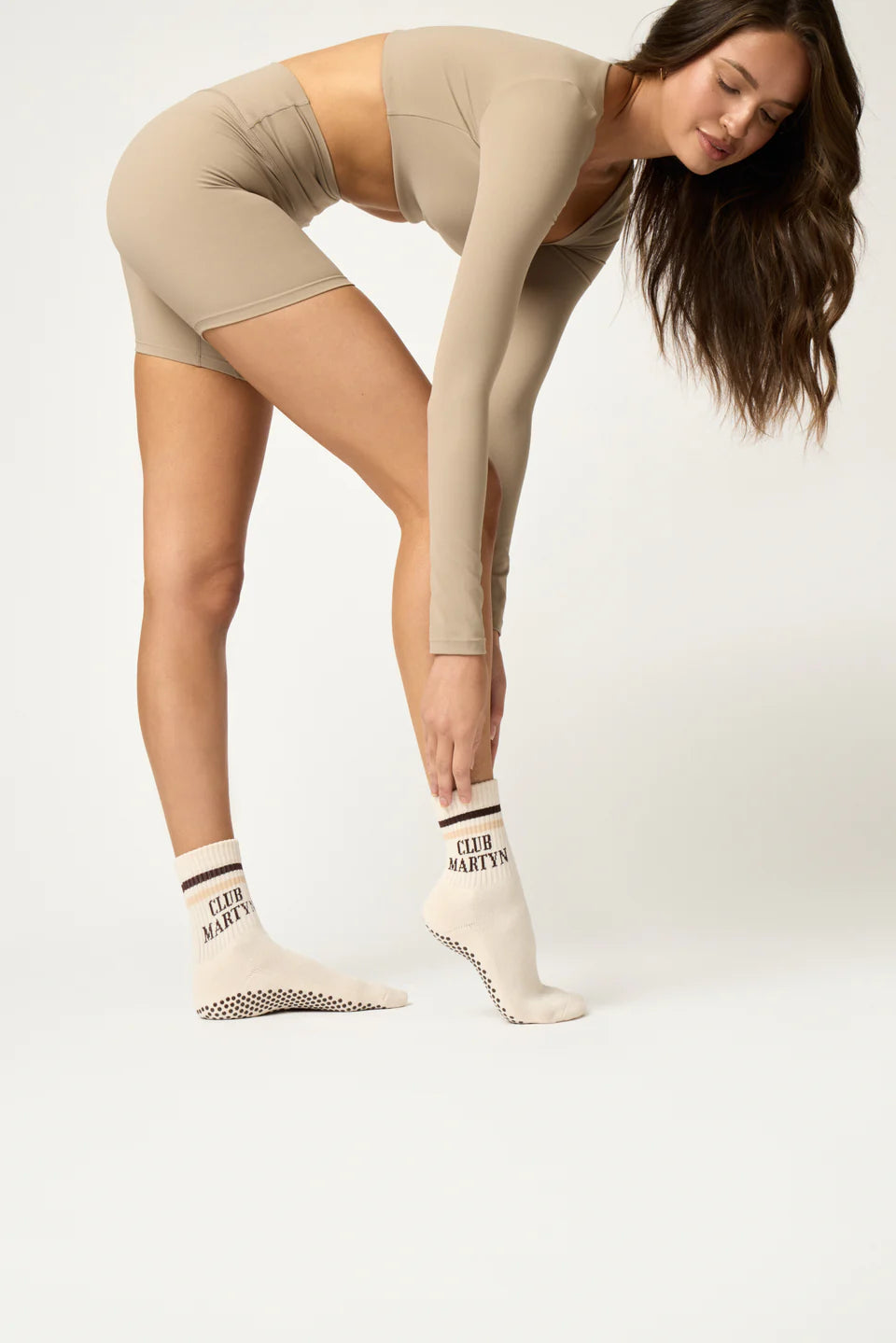 Club Martyn Signature Crew Grip Sock - Beige Brown