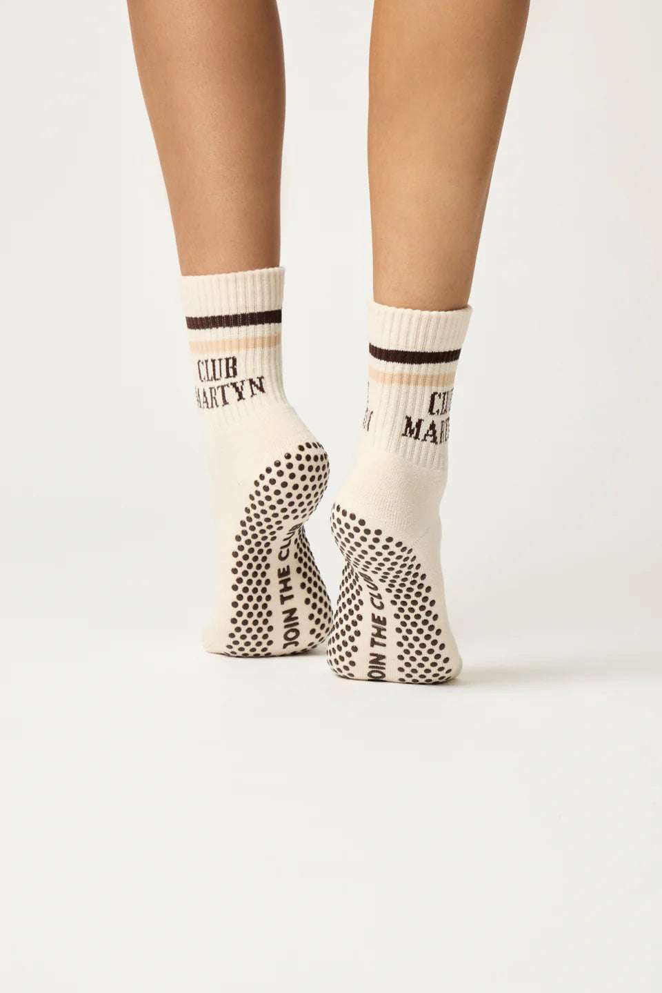 Club Martyn Signature Crew Grip Sock - Beige Brown
