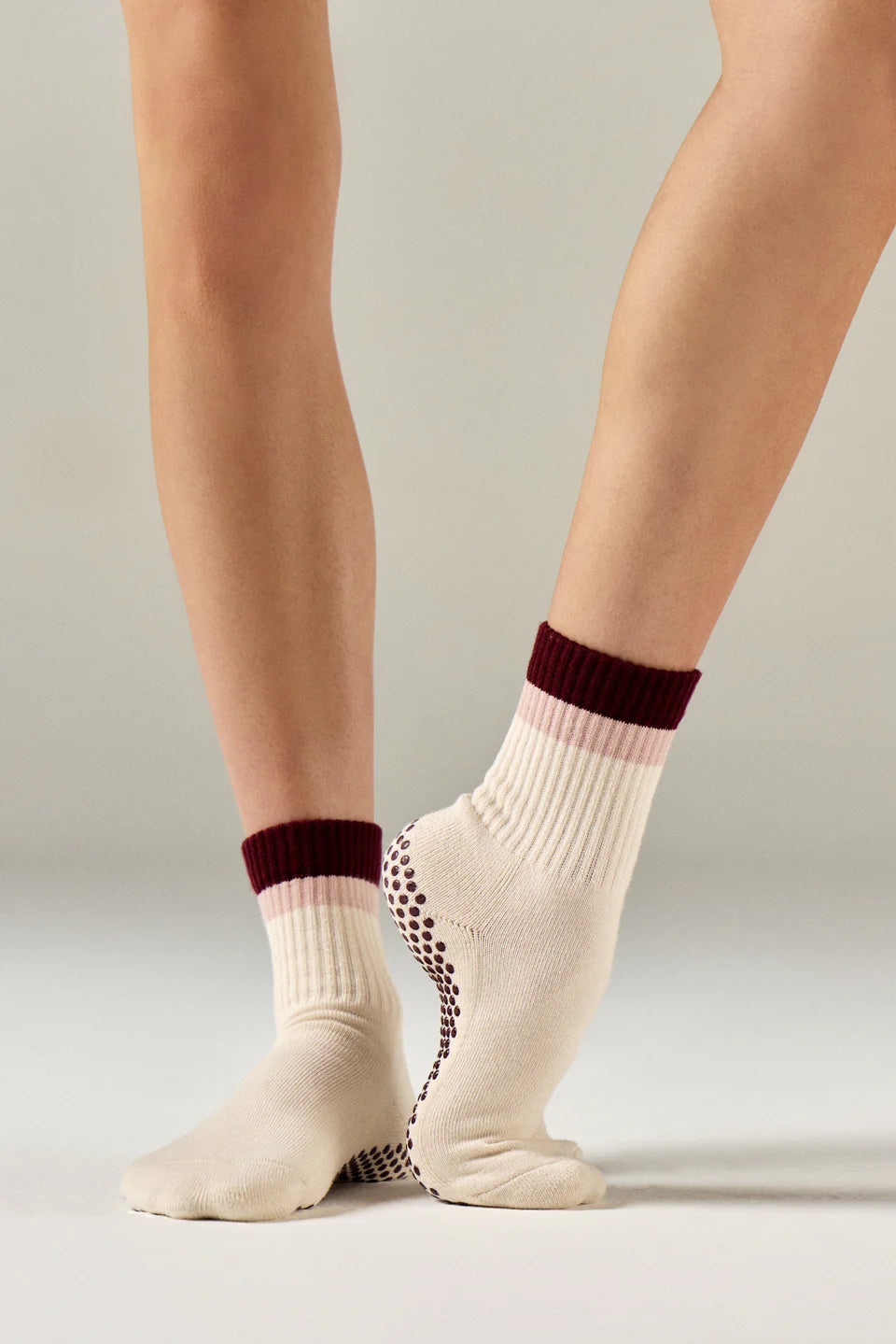 Club Martyn Classic Crew Grip Sock - Pink/Burgundy