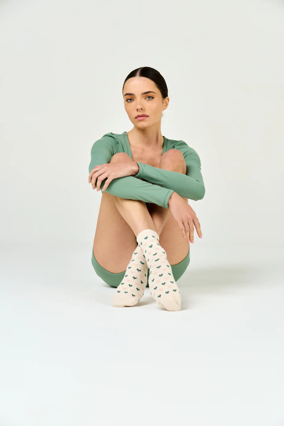 Club Martyn Heart Crew Grip Sock - Pink Sage