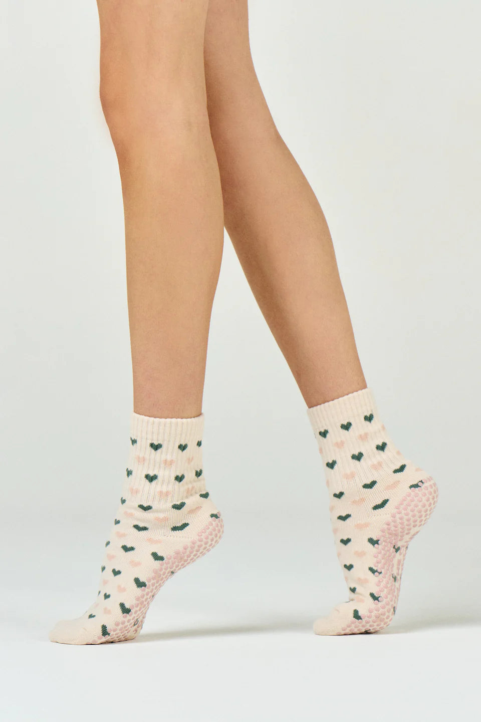 Club Martyn Heart Crew Grip Sock - Pink Sage