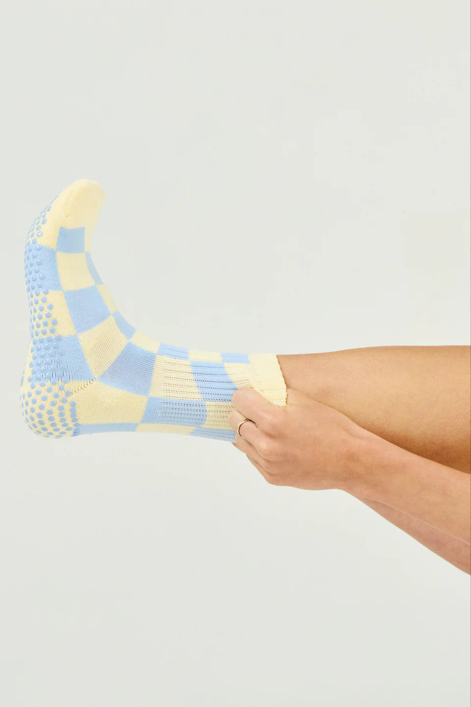 Club Martyn Checkered Crew Sock - Lemon Blue
