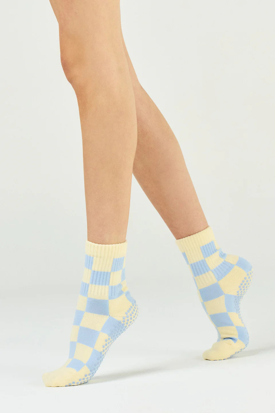 Club Martyn Checkered Crew Sock - Lemon Blue
