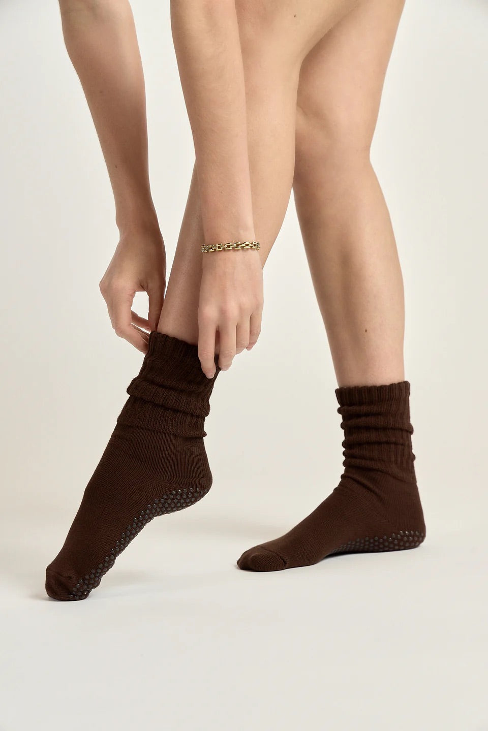 Club Martyn Diana Scrunch Grip Sock - Chocolate Brown