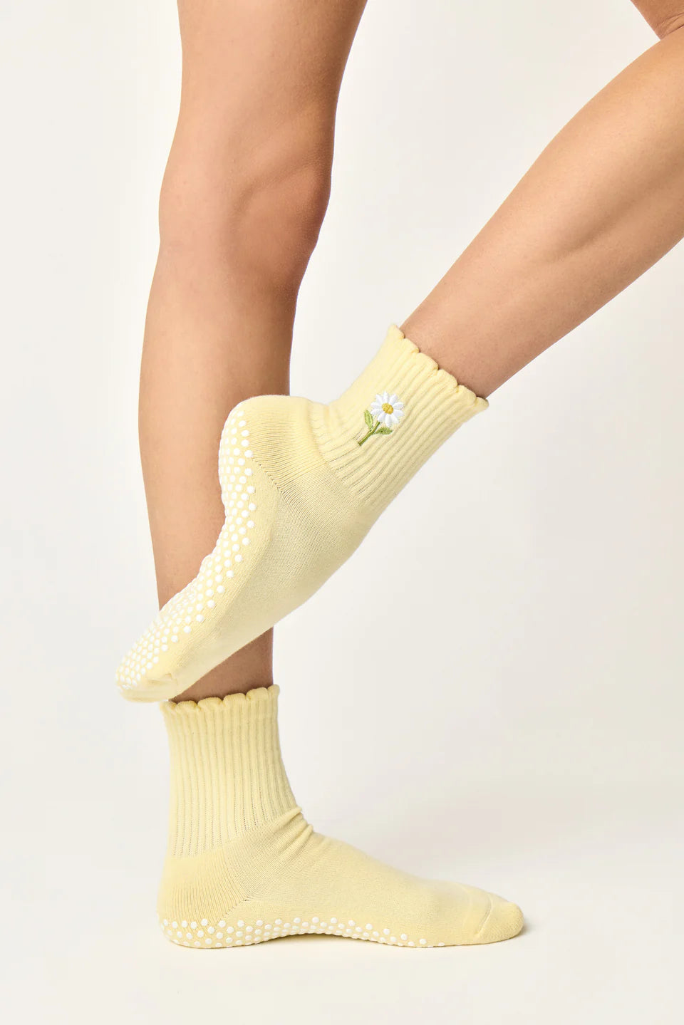 Club Martyn Daisy Crew Pilates Grip Sock - Yellow