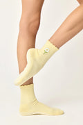 Club Martyn Daisy Crew Pilates Grip Sock - Yellow