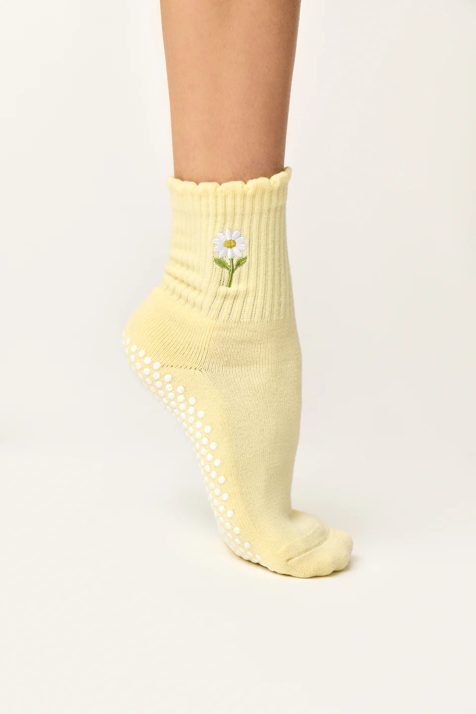Club Martyn Daisy Crew Pilates Grip Sock - Yellow