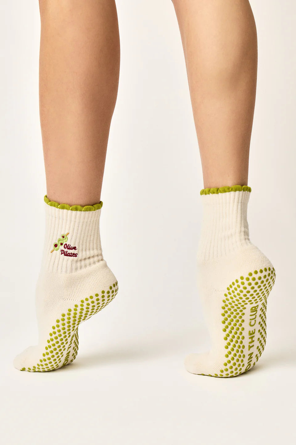 Club Martyn Olive Crew Pilates Grip Sock - Green