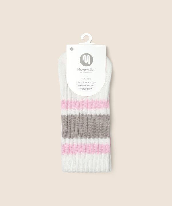 Move Active Crew Grip Socks - 80s Stripe