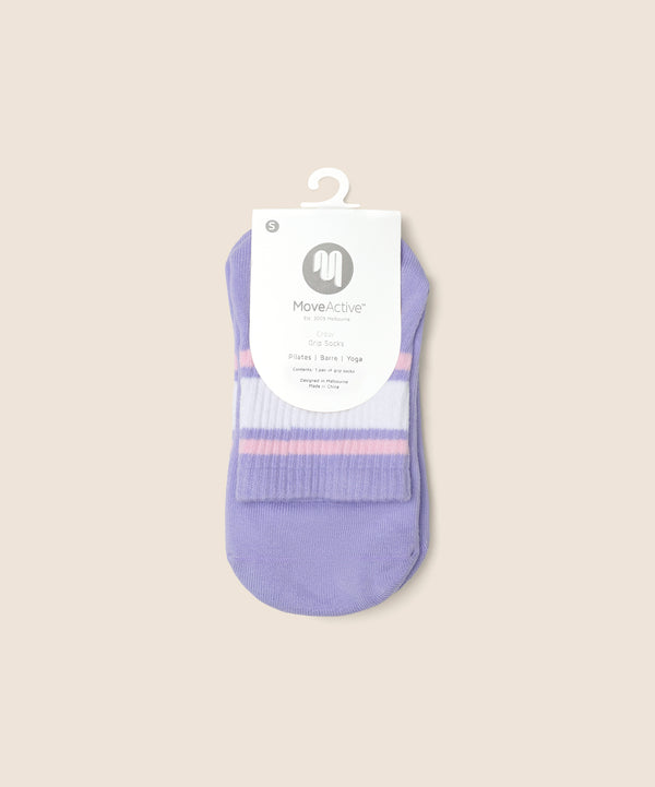 Move Active Crew Grip Socks - Purple Rain Stripe