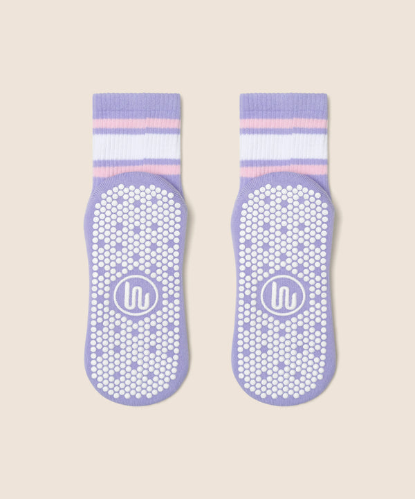 Move Active Crew Grip Socks - Purple Rain Stripe