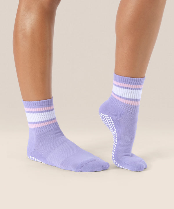 Move Active Crew Grip Socks - Purple Rain Stripe