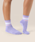 Move Active Crew Grip Socks - Purple Rain Stripe