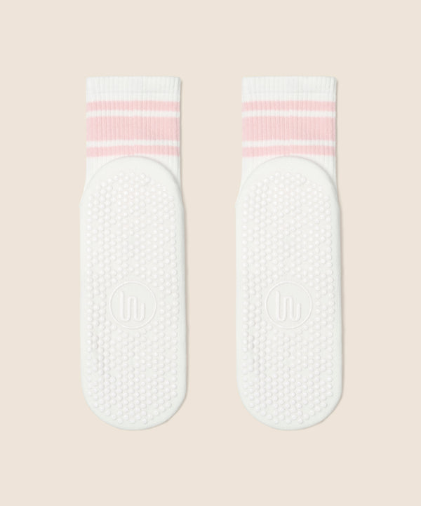 Move Active Crew Grip Socks - Pink Stripes
