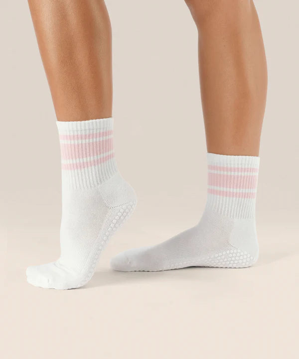 Move Active Crew Grip Socks - Pink Stripes