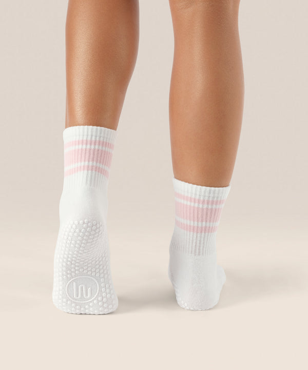 Move Active Crew Grip Socks - Pink Stripes