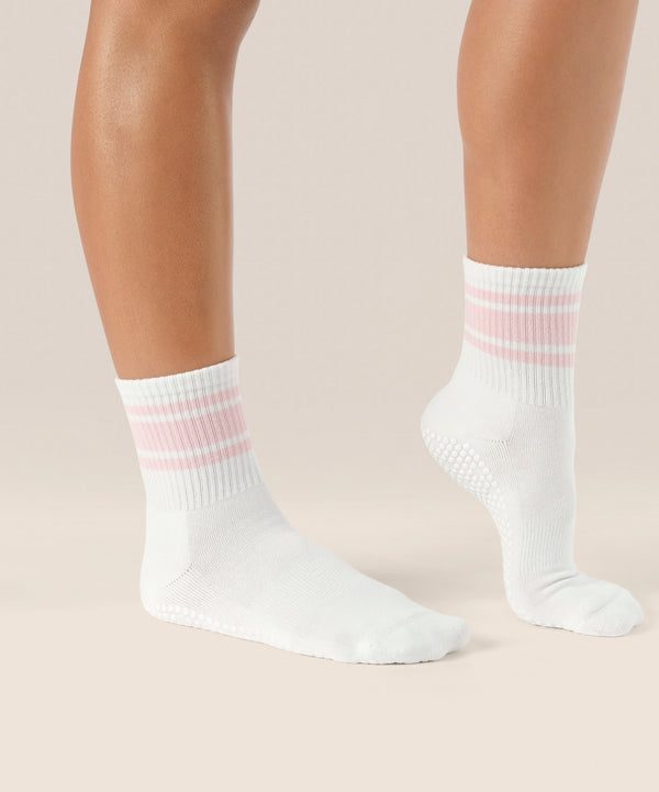 Move Active Crew Grip Socks - Pink Stripes
