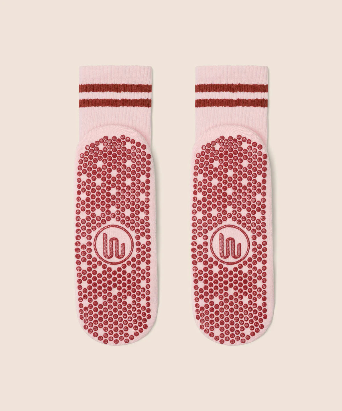 Move Active Crew Grip Sock - Sweet Red Stripes