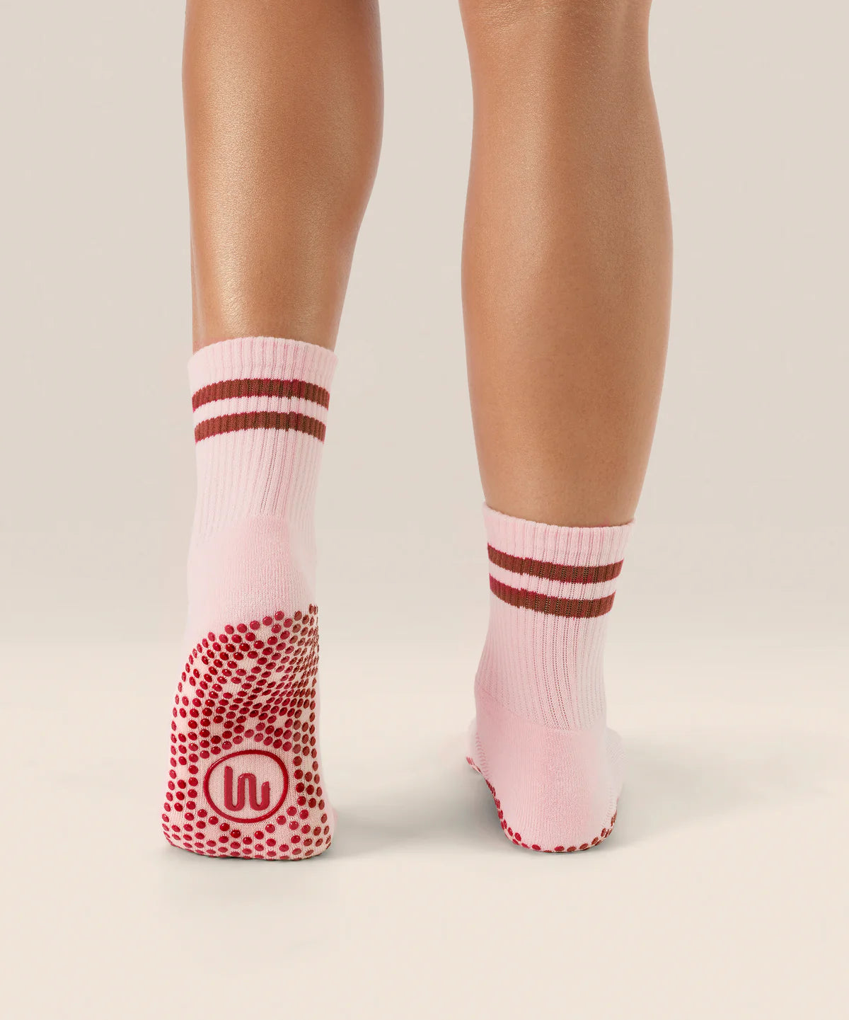Move Active Crew Grip Sock - Sweet Red Stripes
