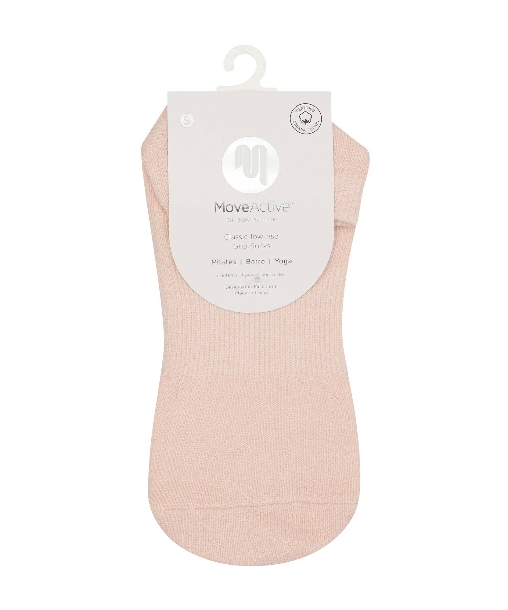 Move Active Classic Grip Ankle Socks - Soft Pink