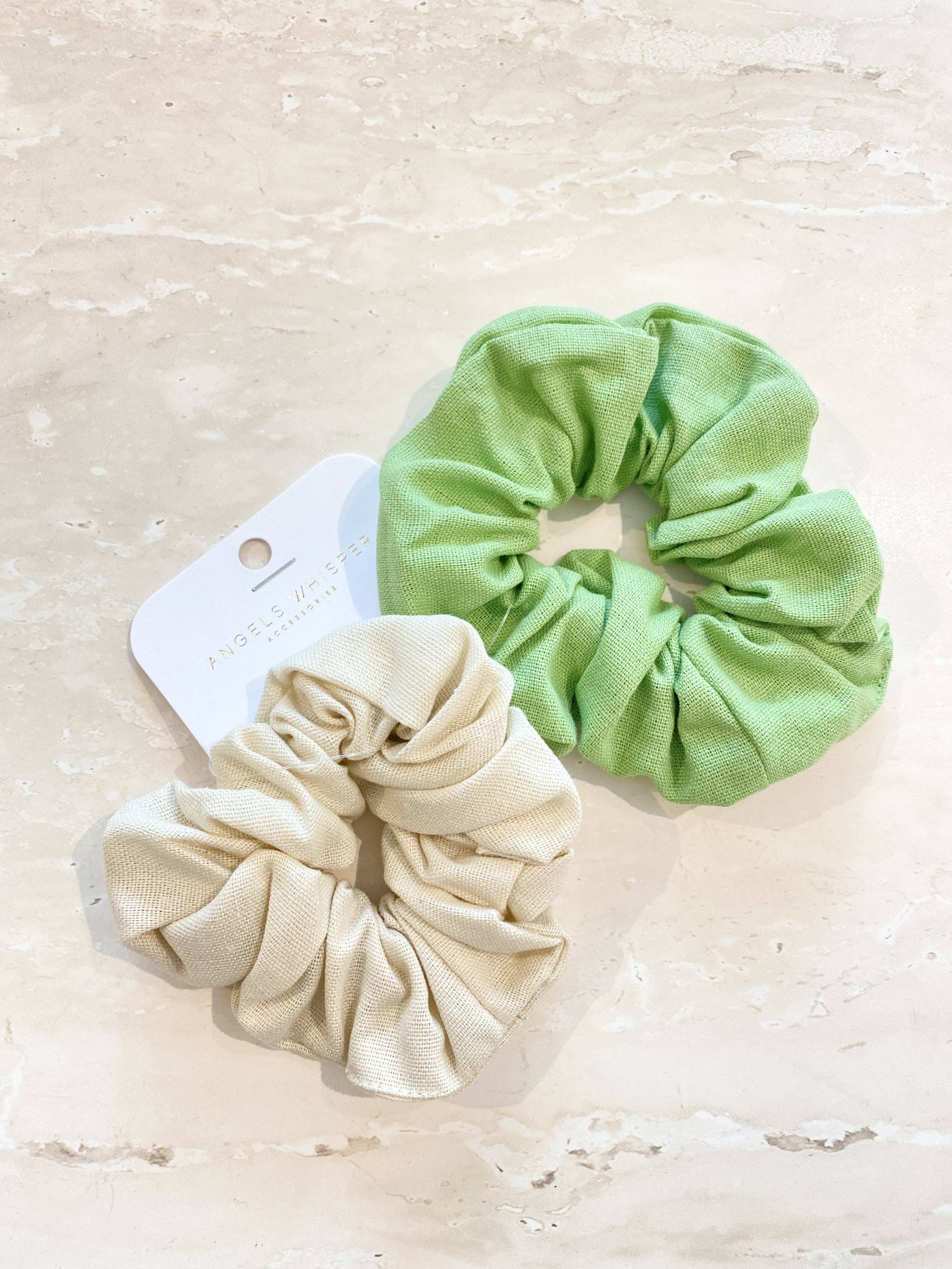 Linen Scrunchie 2 Pack - Matcha