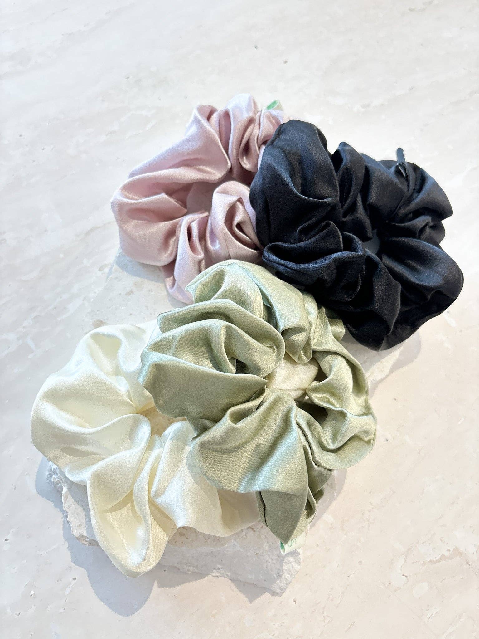 Lustre & Sage Silk Scrunchie - Black