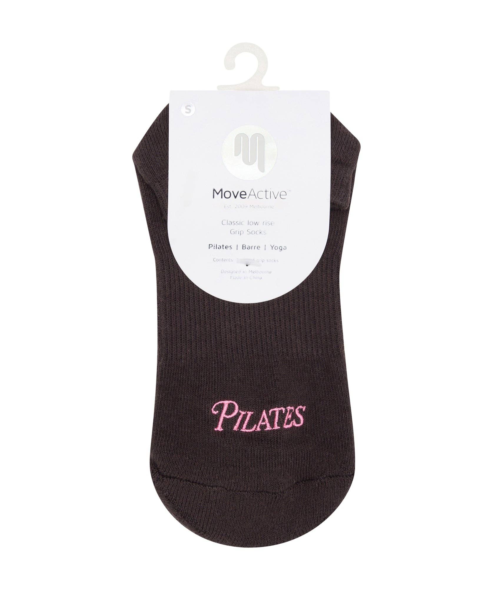 Move Active Classic Grip Ankle Socks - Pilates Club Chocolate