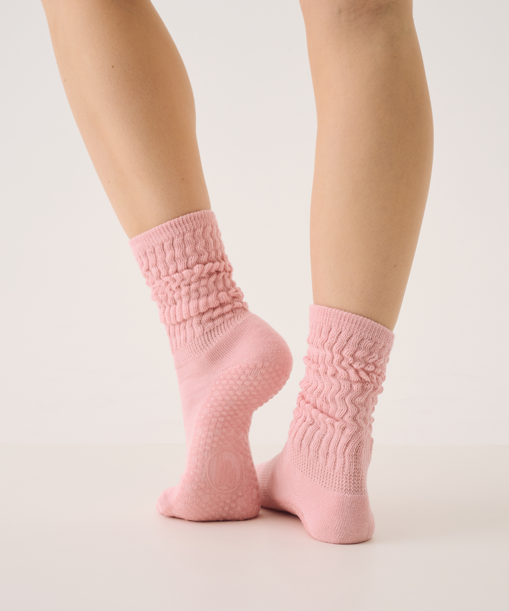 Move Active Scrunch Grip Socks- Baby Pink