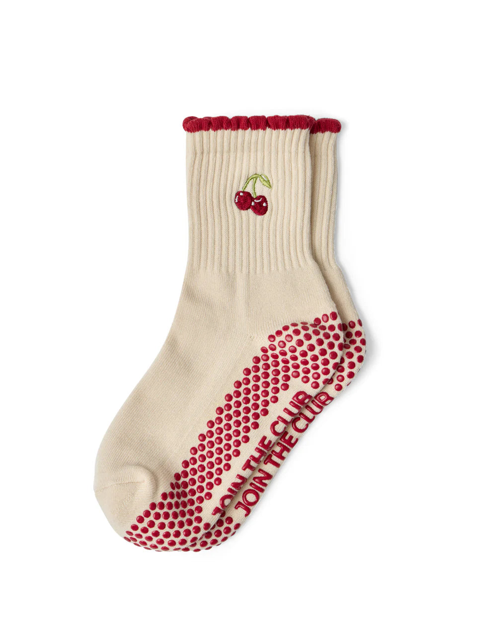 Club Martyn Cherry Crew Pilates Grip Sock - Red