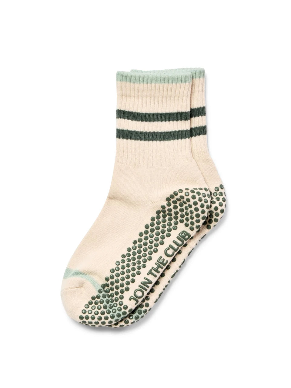 Club Martyn Multi Stripe Crew Pilates Grip Sock - Khaki Green