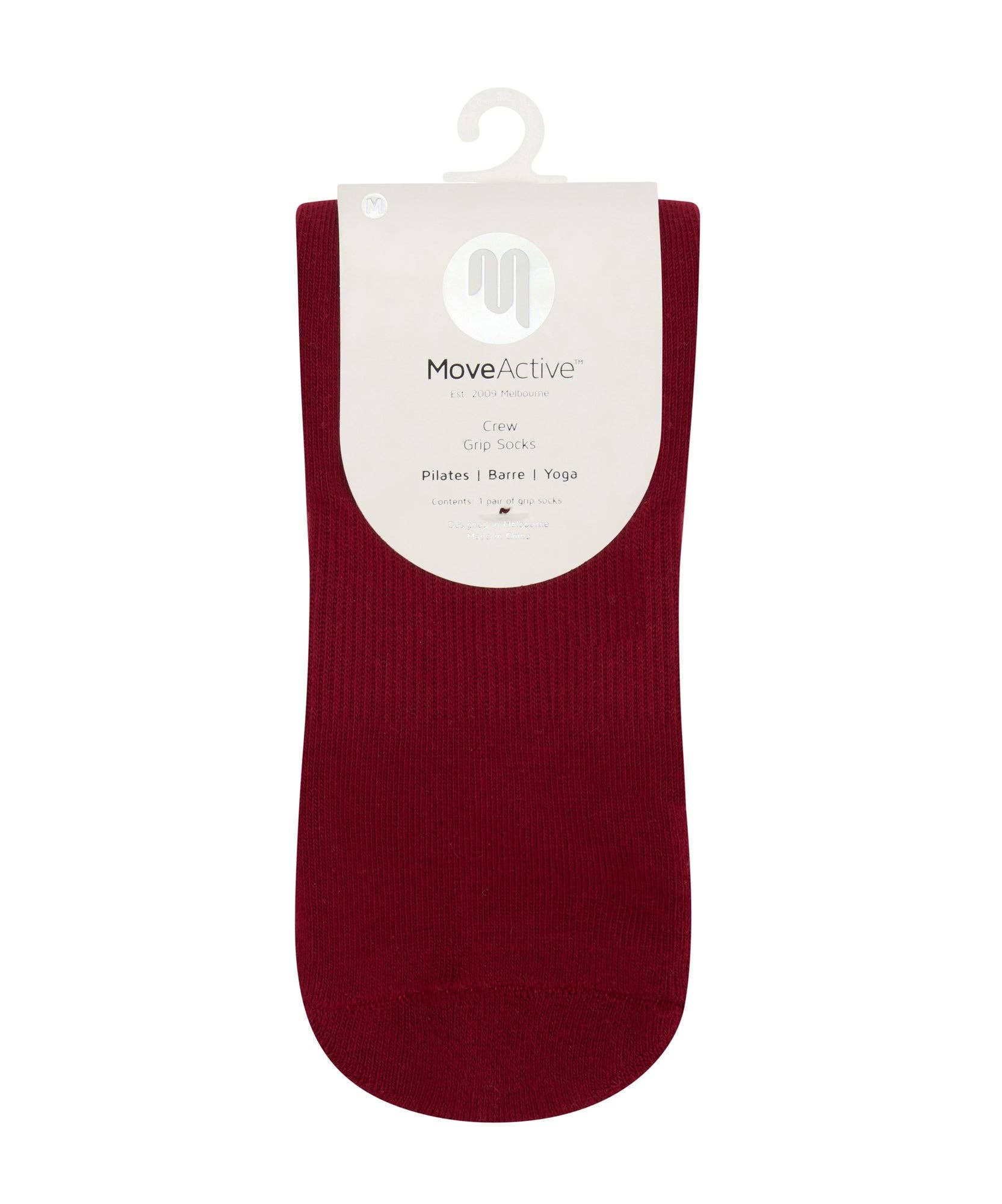 Move Active Crew Grip Socks - Signature Crimson