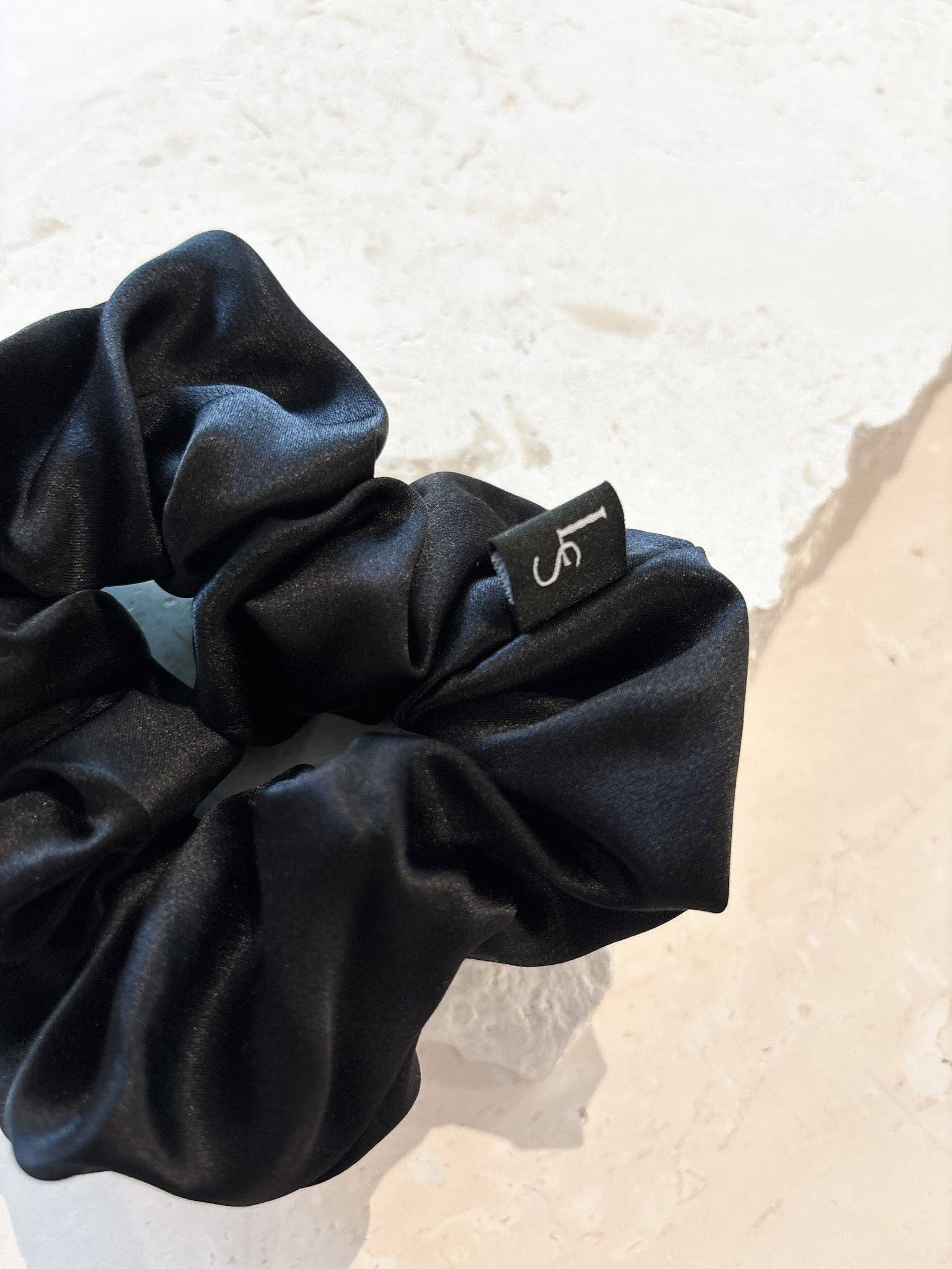 Lustre & Sage Silk Scrunchie - Black