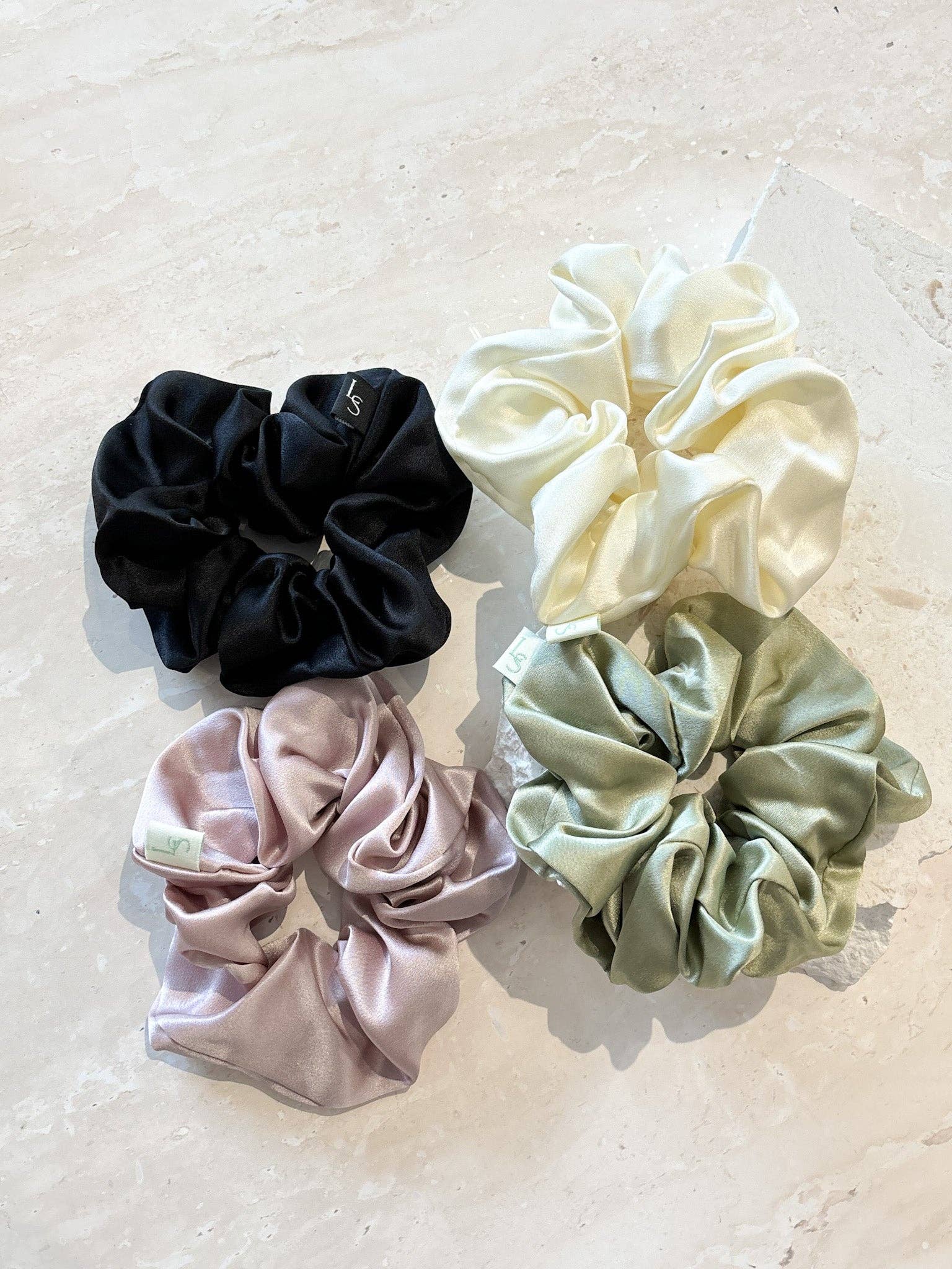 Lustre & Sage Silk Scrunchie - Ivory