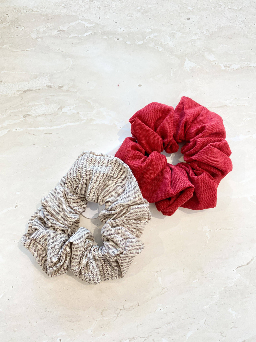Linen Scrunchie 2 Pack - Cherry