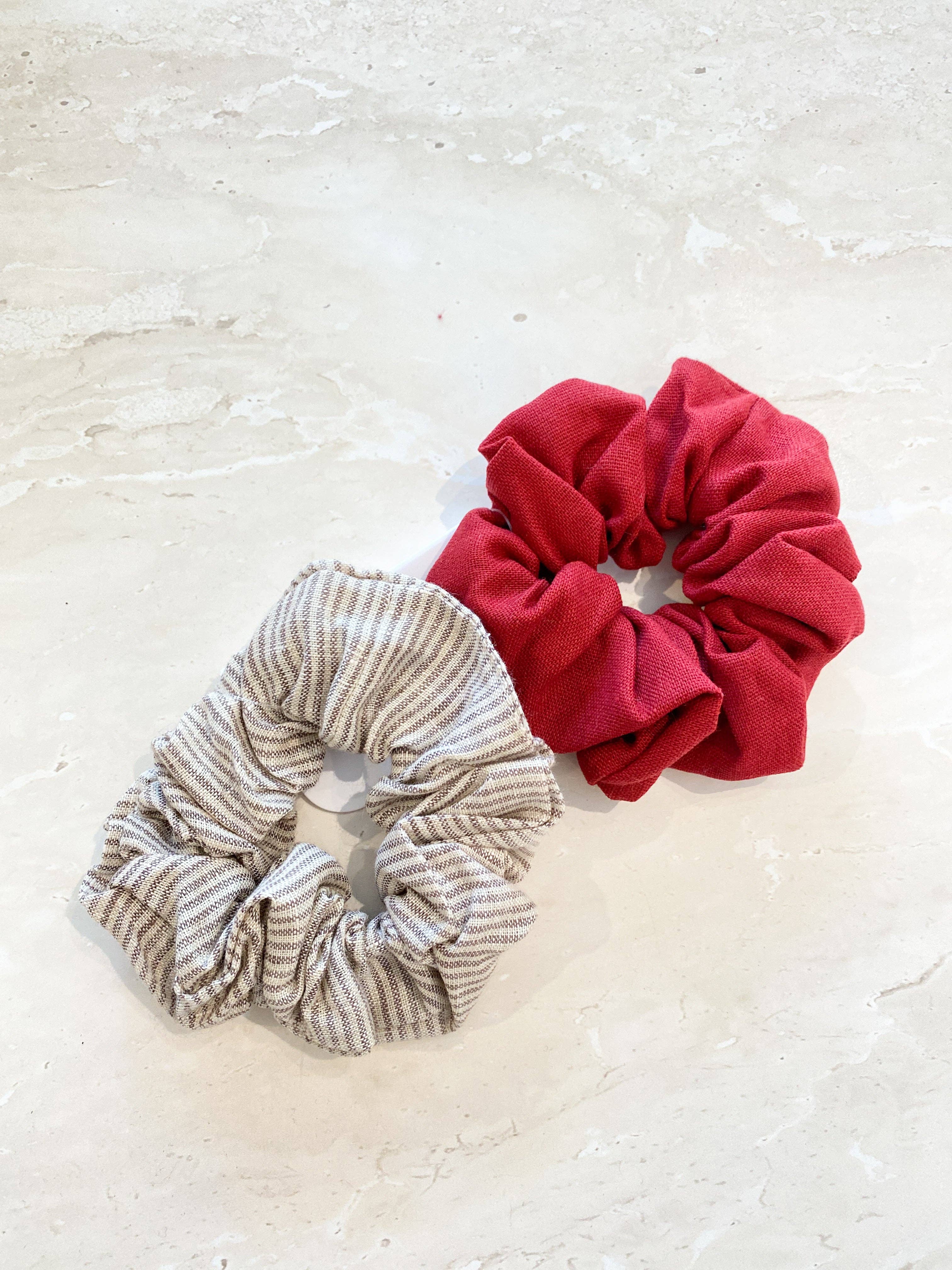 Linen Scrunchie 2 Pack - Cherry