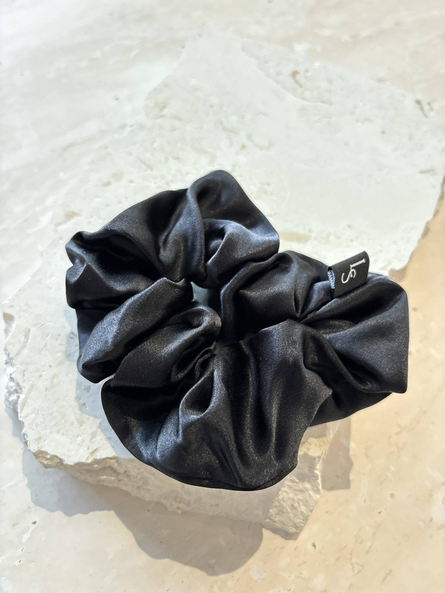 Lustre & Sage Silk Scrunchie - Black