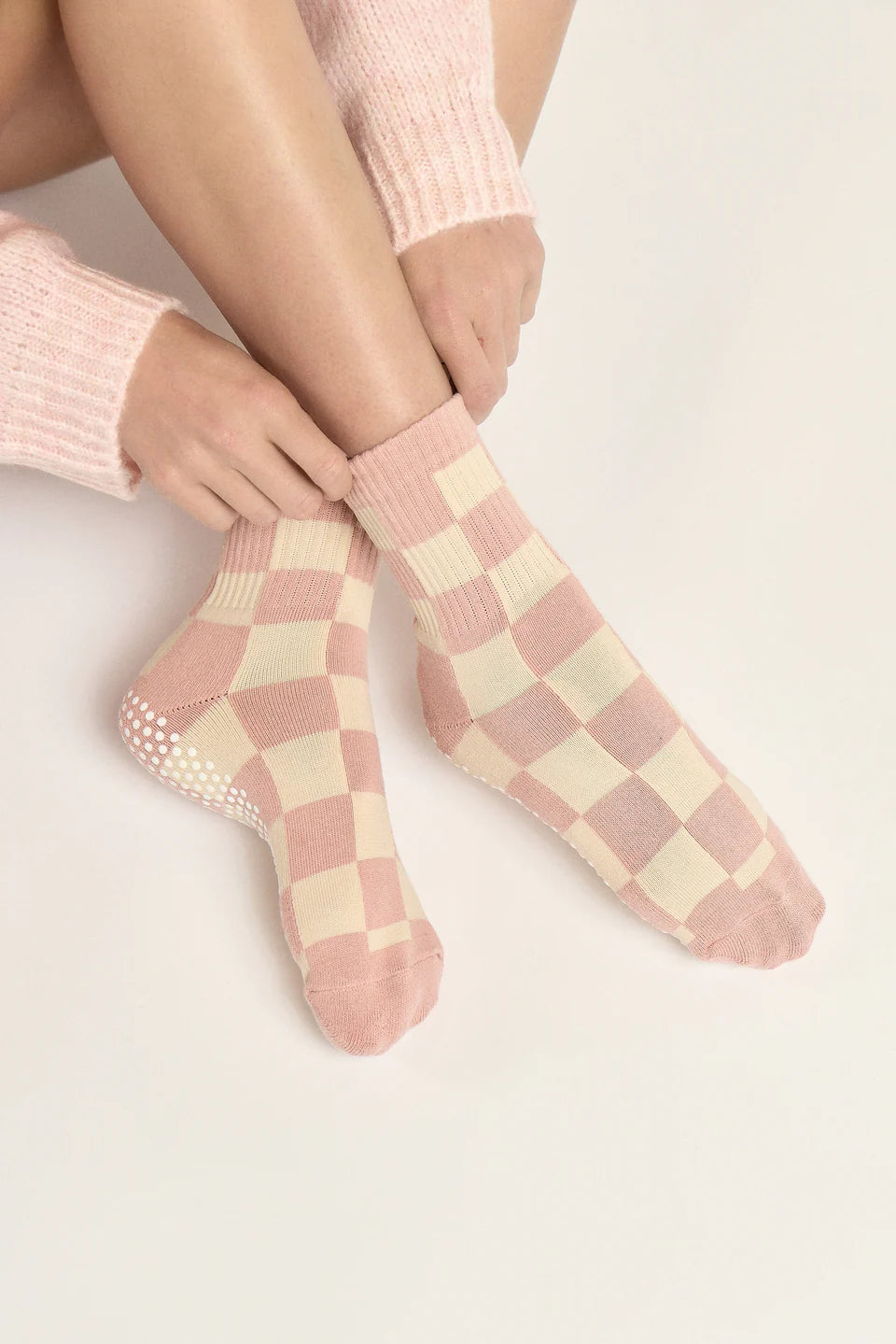 Club Martyn Checkered Crew Sock - Pink/Beige