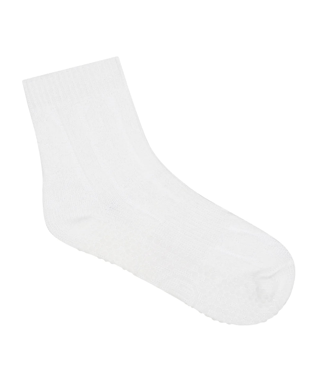 Move Active Crew Grip Socks - Cable Knit Ivory