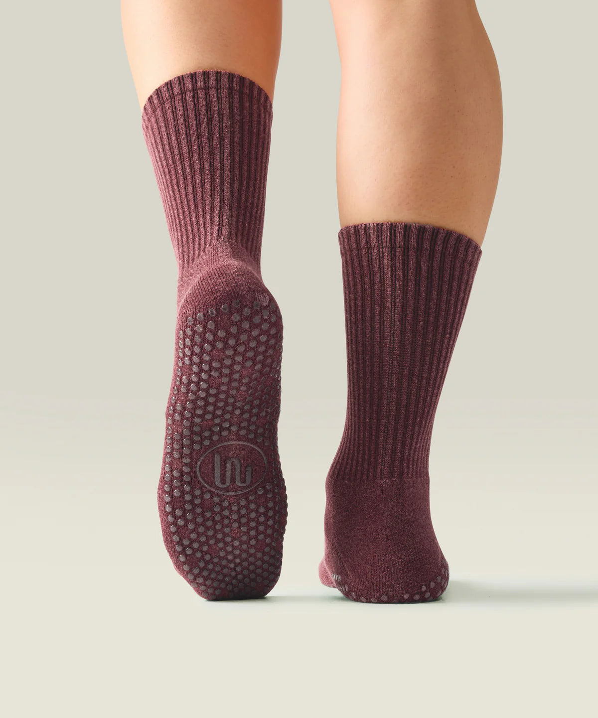 Move Active Crew Grip Socks - Dusty Mulberry