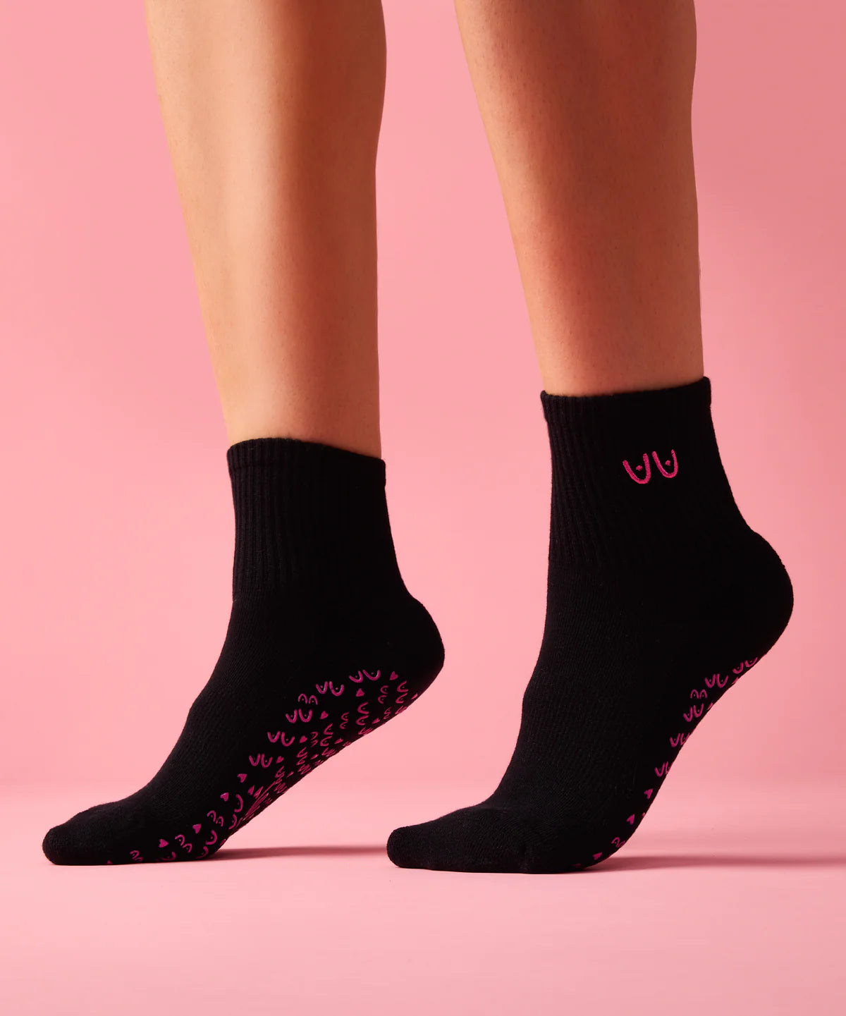 Move Active Crew Grip Socks - Power in Pairs Black