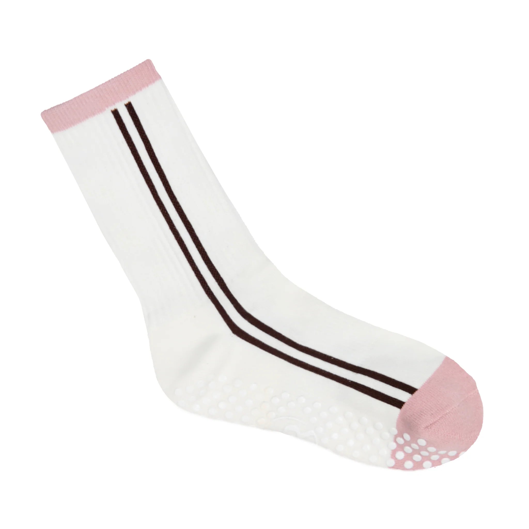Your Reformer Crew Grip Sock - Pink Chocolate Stripe