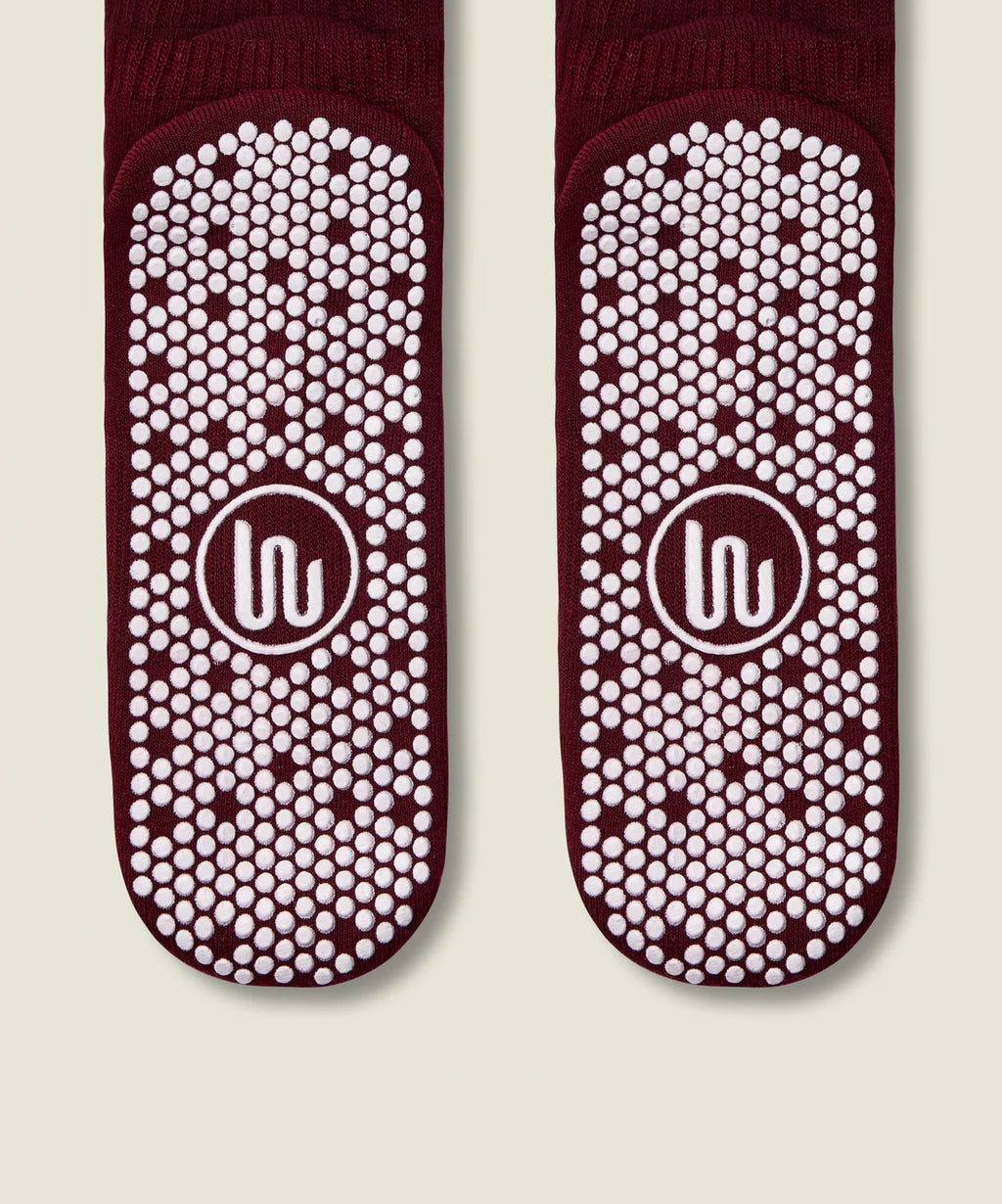 Move Active Crew Grip Socks - Mulberry Stripe