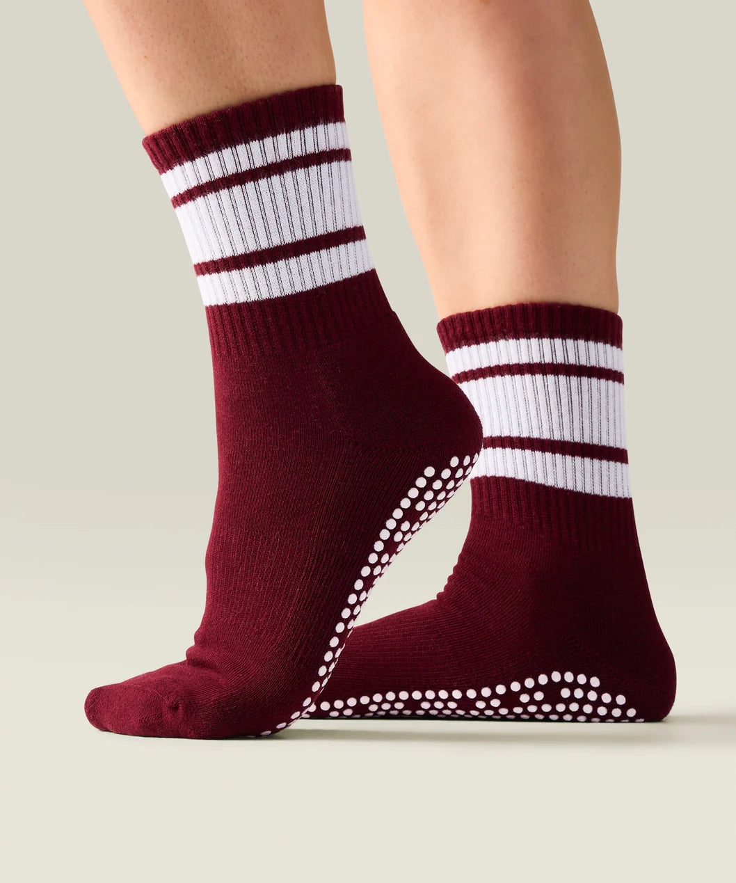 Move Active Crew Grip Socks - Mulberry Stripe