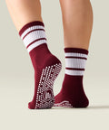 Move Active Crew Grip Socks - Mulberry Stripe
