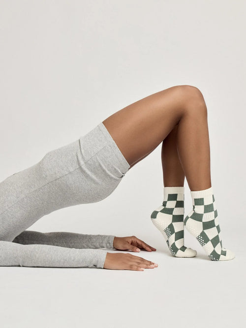 Club Martyn Checkered Crew Sock - Khaki